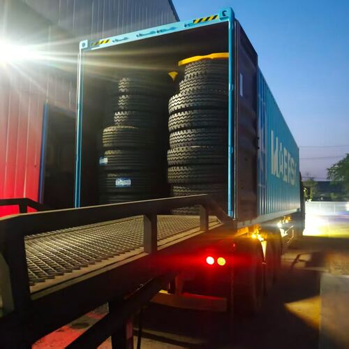 A container of tires is being shipped to South Africa.